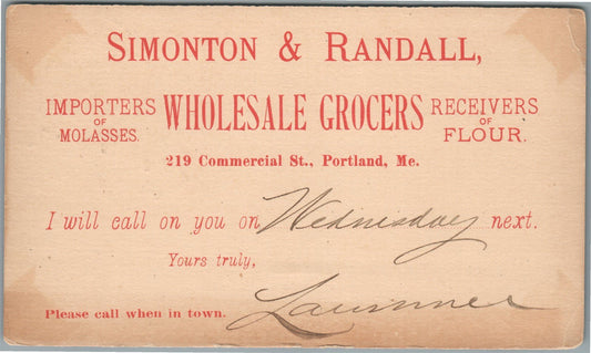 PORTLAND ME WHOLESALE GROCERS ADVERTISING ANTIQUE POSTCARD