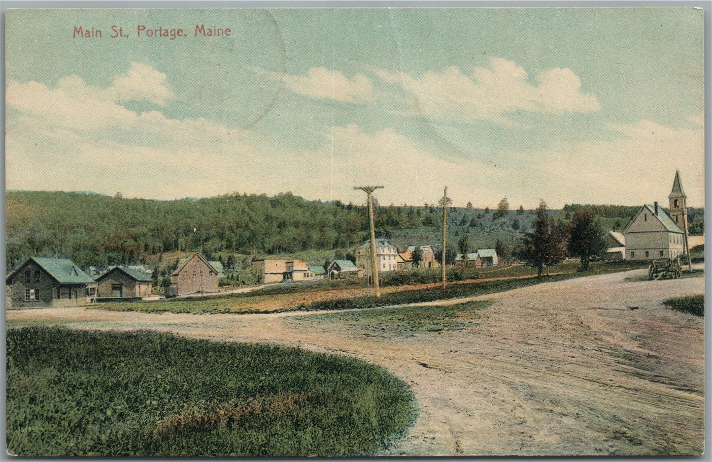 PORTAGE ME MAIN STREET ANTIQUE POSTCARD