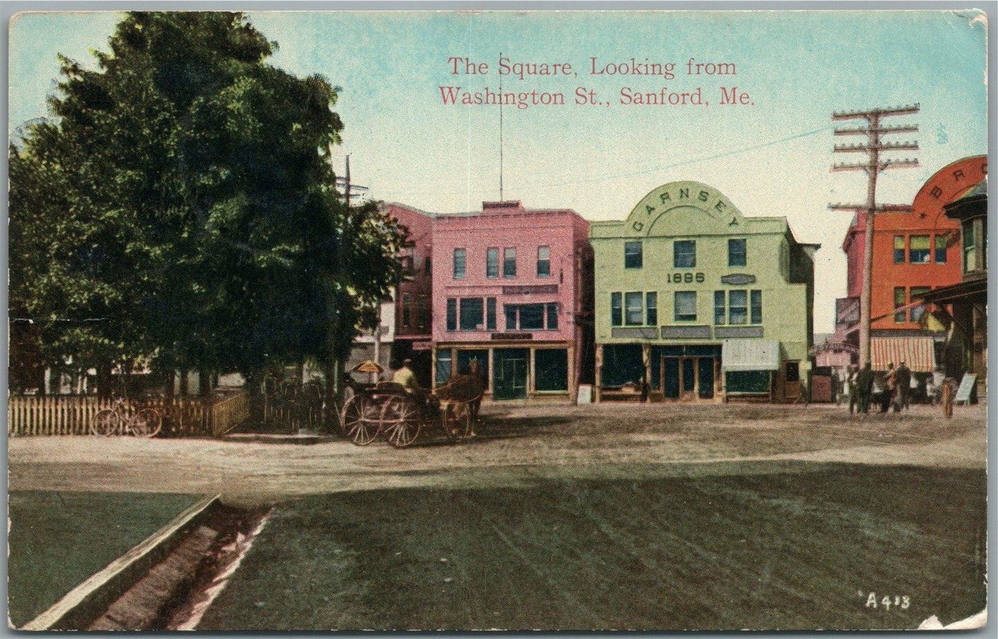 SANFORD ME THE SQUARE ANTIQUE POSTCARD
