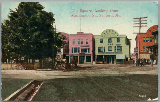 SANFORD ME THE SQUARE ANTIQUE POSTCARD