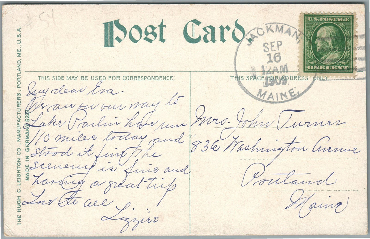 BINGHAM ME MAIN STREET & HOTEL ANTIQUE POSTCARD