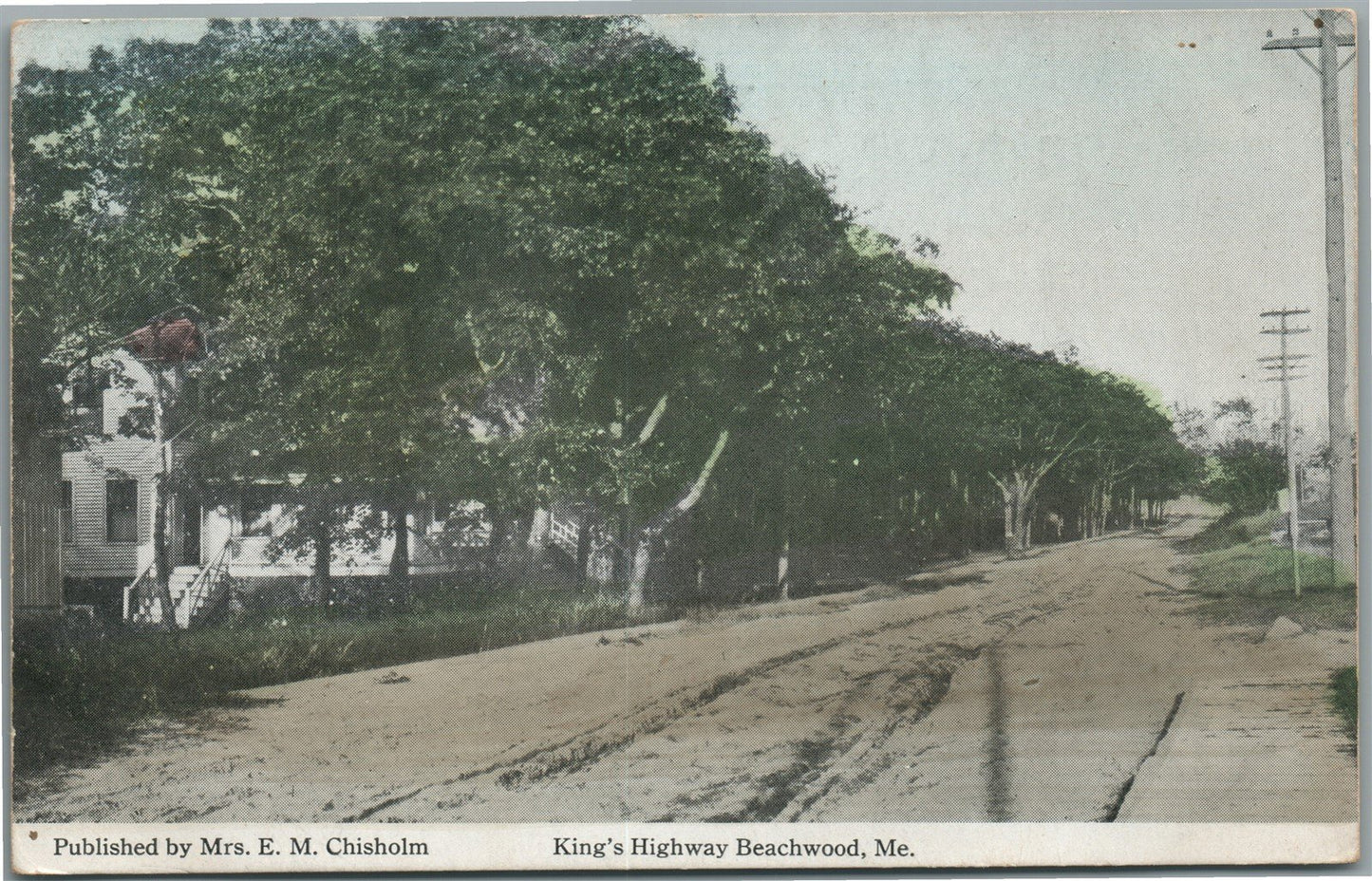 KING'S HIGHWAY BEAACHWOOD ME ANTIQUE POSTCARD