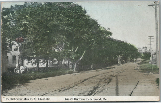 KING'S HIGHWAY BEAACHWOOD ME ANTIQUE POSTCARD
