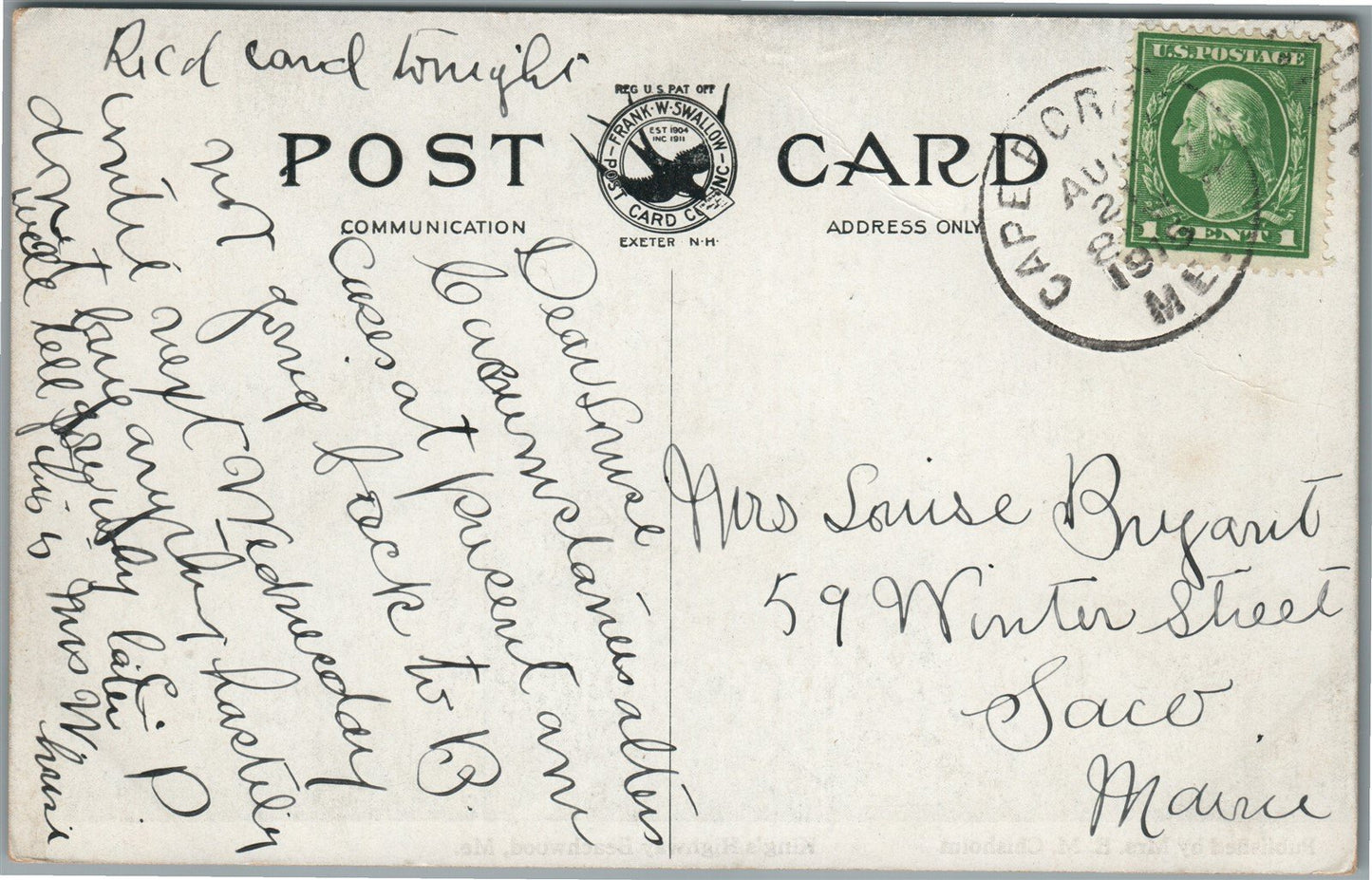 KING'S HIGHWAY BEAACHWOOD ME ANTIQUE POSTCARD