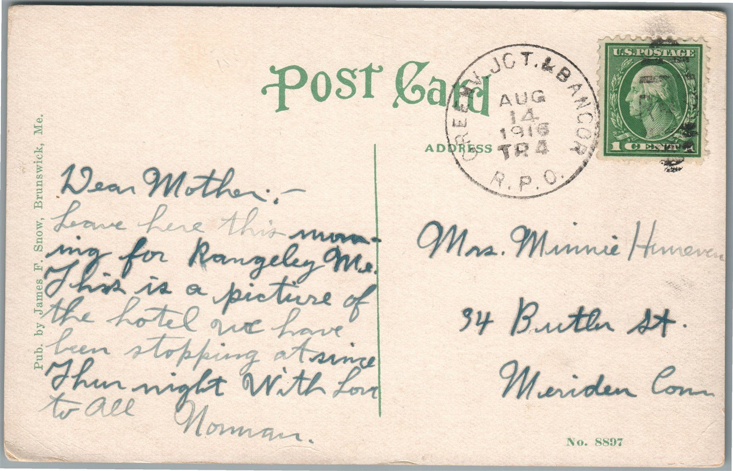 GREENVILLE JUNCTION ME PISCATAQUIS EXCHANGE ANTIQUE POSTCARD