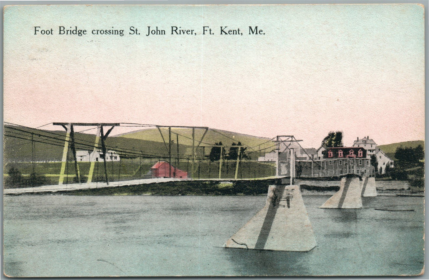FT.KENT ME FOOT BRIDGE ANTIQUE POSTCARD