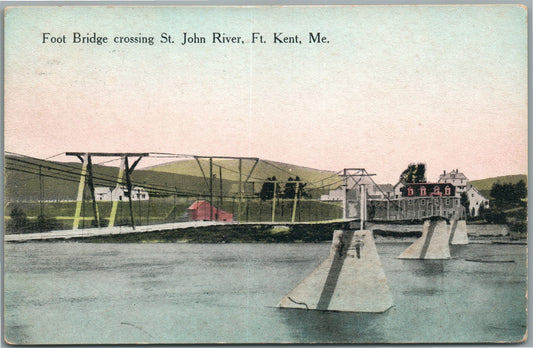 FT.KENT ME FOOT BRIDGE ANTIQUE POSTCARD