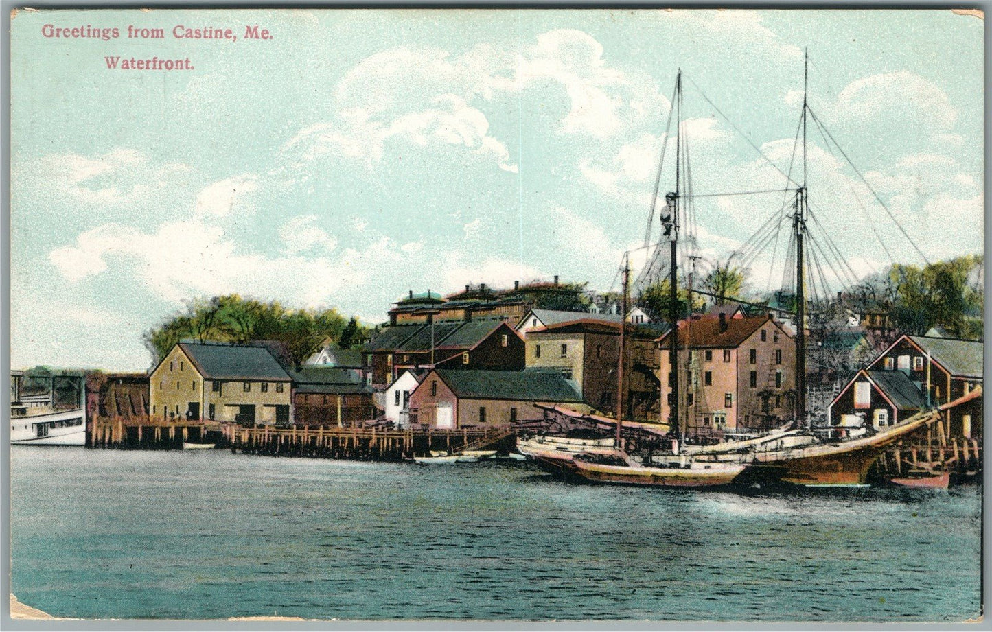 CASTINE ME WATERFRONT ANTIQUE POSTCARD
