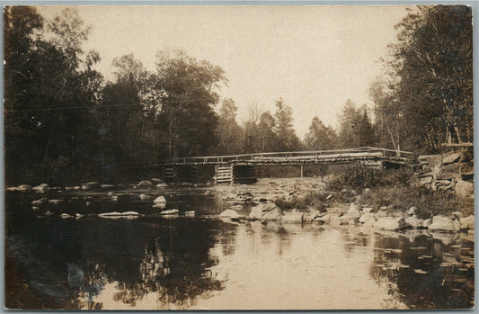 MAINE SCENE w/ BRIDGE ANTIQUE REAL PHOTO POSTCARD RPPC