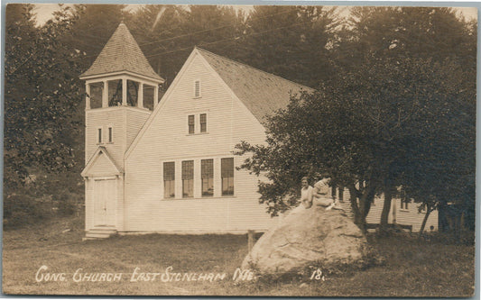 EAST STONEHAM ME CHURCH ANTIQUE REAL PHOTO POSTCARD RPPC