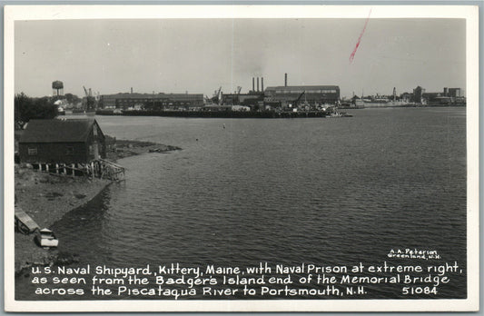 KITTERY ME US NAVAL SHIPYARDS & NAVAL PRISON VINTAGE REAL PHOTO POSTCARD RPPC