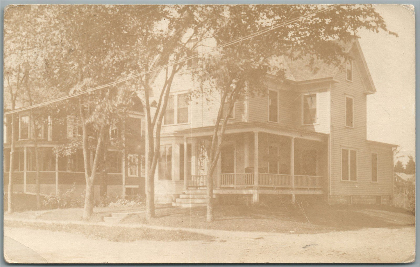 MAINE STREET SCENE ANTIQUE REAL PHOTO POSTCARD RPPC Portland & Worcester RPO