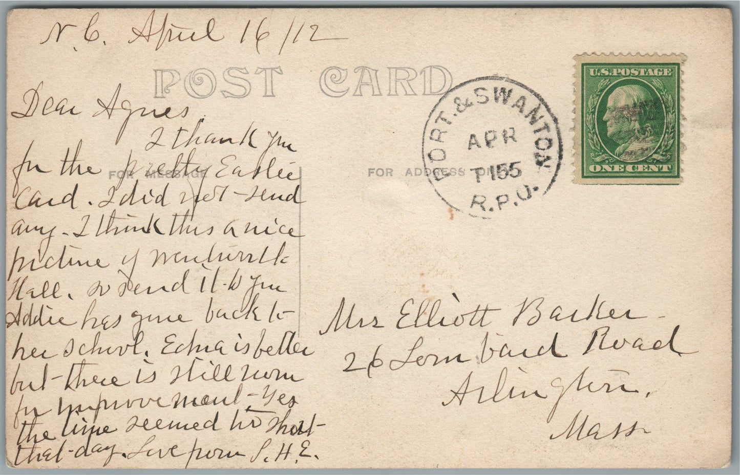 MAINE STREET SCENE ANTIQUE REAL PHOTO POSTCARD RPPC Port. & Swanton RPO cancel