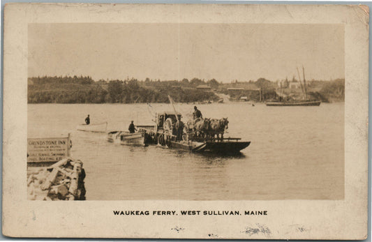WEST SULLIVAN ME WAUKEAG FERRY ANTIQUE REAL PHOTO POSTCARD RPPC