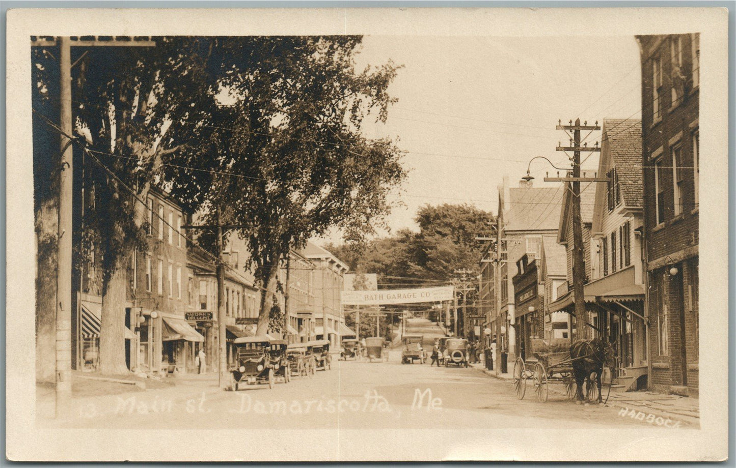 DAMATISCOTTA ME MAIN STREET ANTIQUE REAL PHOTO POSTCARD RPPC