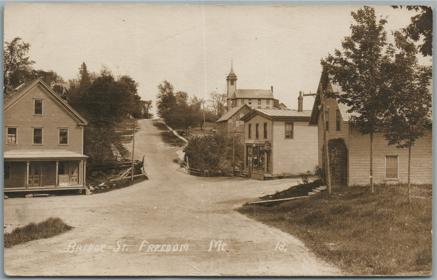 FREEDOM ME BRIDGE STREET ANTIQUE REAL PHOTO POSTCARD RPPC