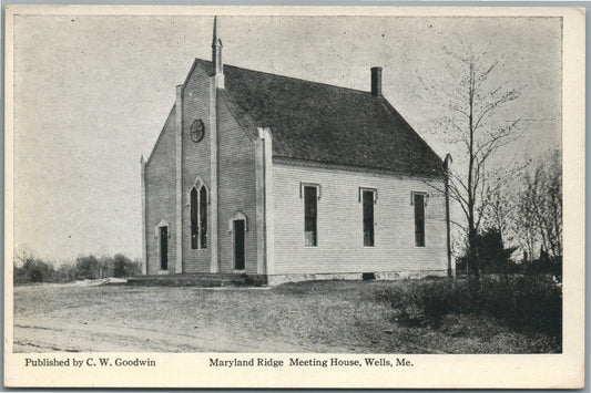 WELLS ME MARYLAND RIDGE MEETING HOUSE ANTIQUE POSTCARD