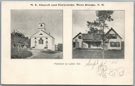 WEST RINGE NH CHURCH ANTIQUE POSTCARD