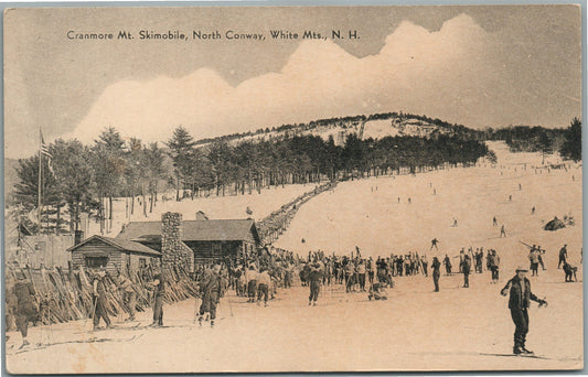 NORTH CONWAY WHITE MTS NH SKIMOBILE ANTIQUE POSTCARD