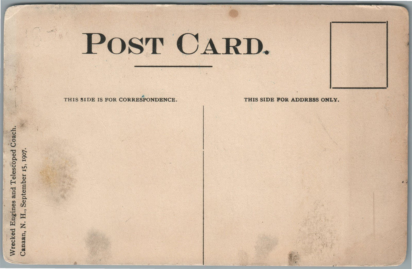 CANAAN NH WRECKED ENGINE train ANTIQUE POSTCARD