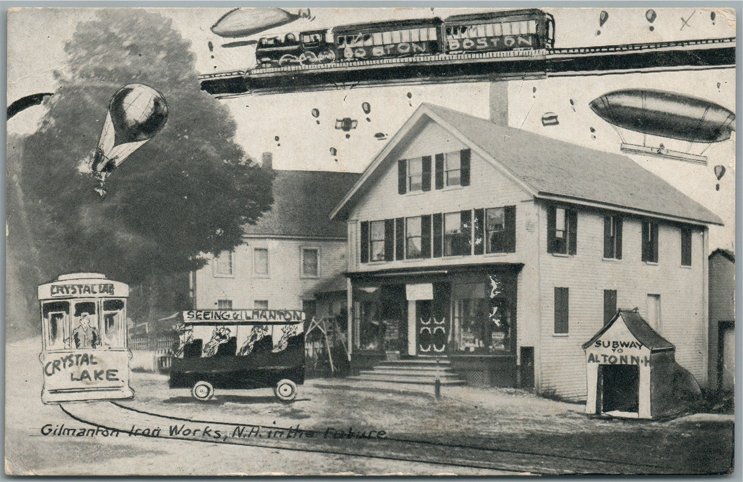 NH in the FUTURE GILMANTON IRON WORKS ANTIQUE POSTCARD