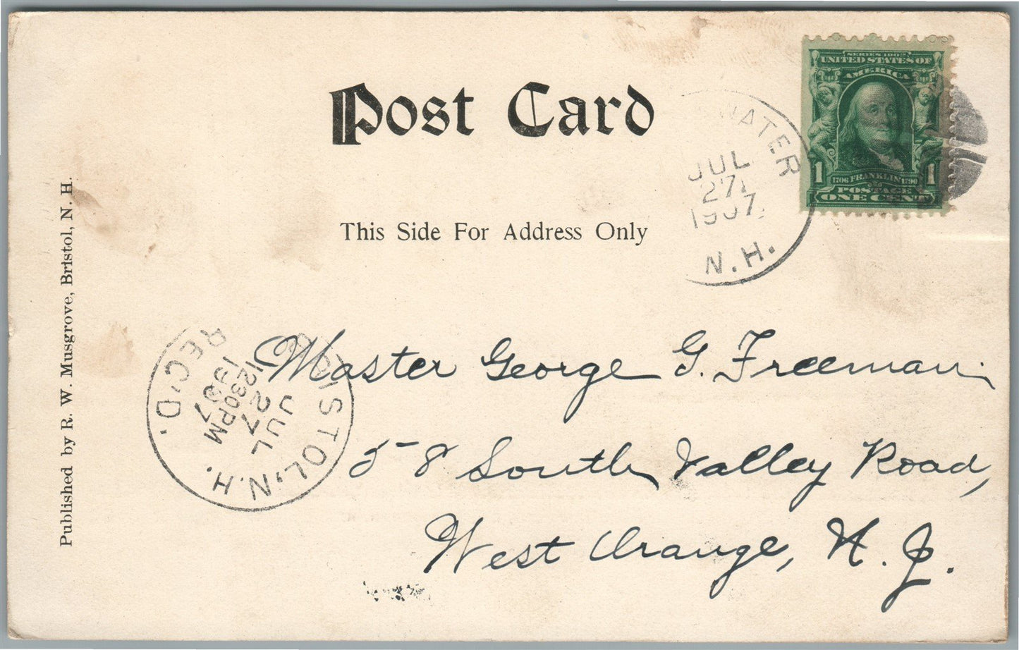 BRIDGEWATER NH NEWFOUND LAKE ANTIQUE POSTCARD