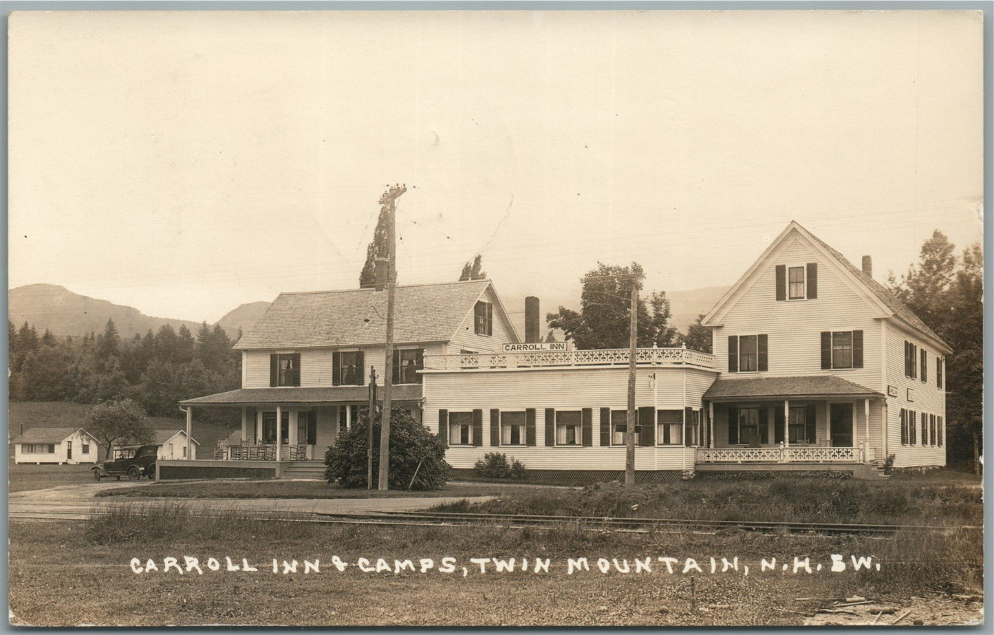 TWIN MOUNTAIN NH CARROL INN CAMPS ANTIQUE REAL PHOTO POSTCARD RPPC