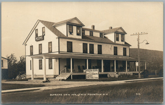 TWIN MOUNTAIN NH SUPREME VIEW INN ANTIQUE REAL PHOTO POSTCARD RPPC