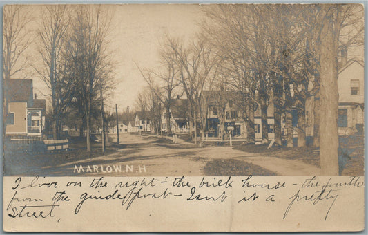 MARLOW NH STREET SCENE ANTIQUE REAL PHOTO POSTCARD RPPC