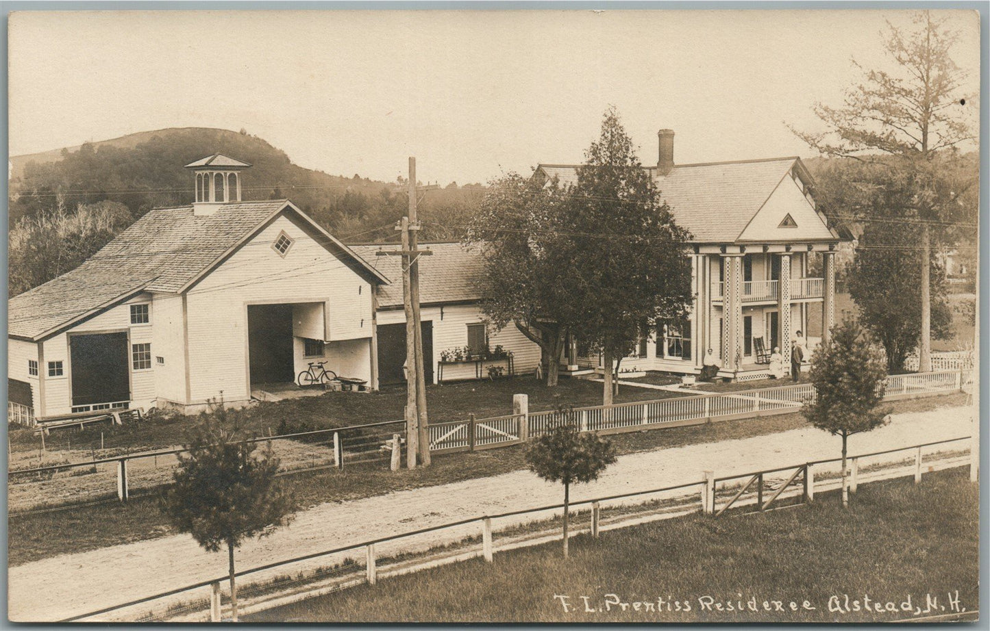 ALSTEAD NH F.L. PRENTISS RESIDENCE ANTIQUE REAL PHOTO POSTCARD RPPC
