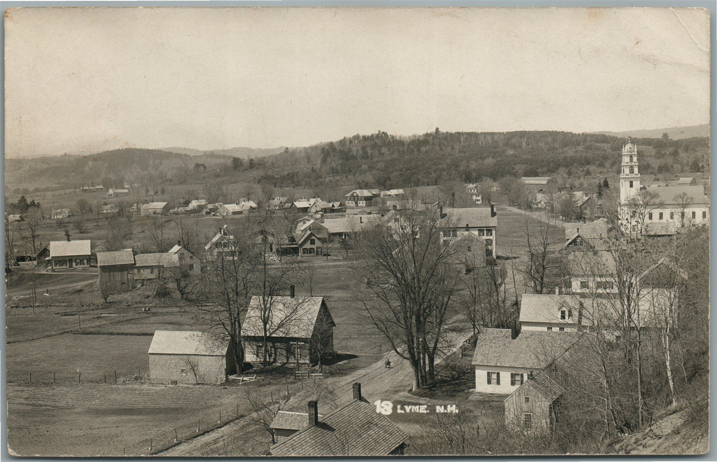 LYME NH GENERAL VIEW ANTIQUE REAL PHOTO POSTCARD RPPC