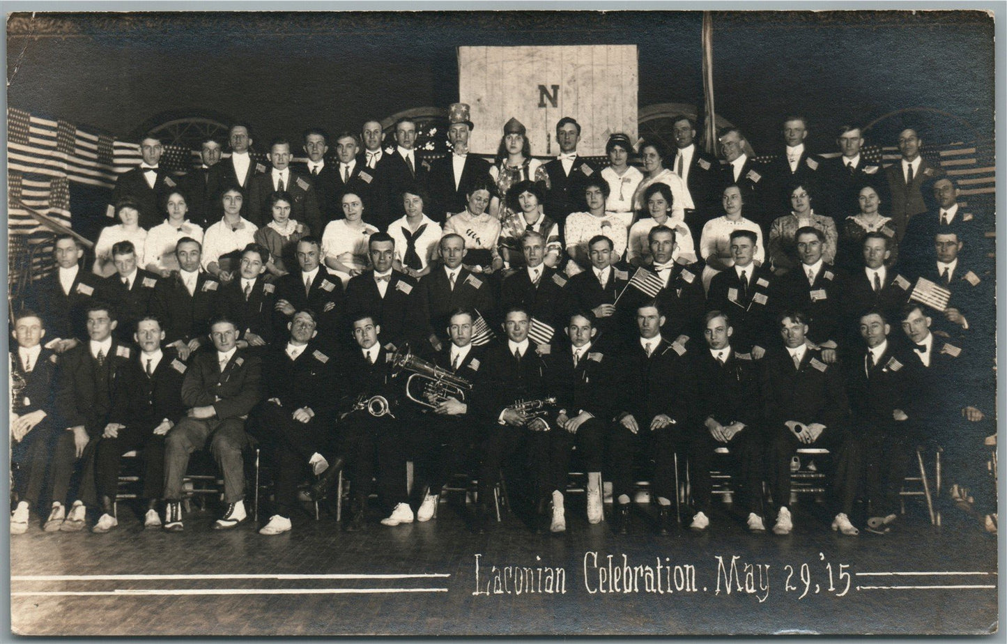 LACONIAN CELEBRATION NH ANTIQUE REAL PHOTO POSTCARD RPPC