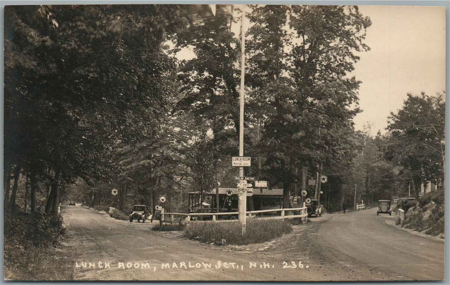 MARLOW JCT NH TEXACO GAS STATION LUNCH ROOM ANTIQUE REAL PHOTO POSTCARD RPPC