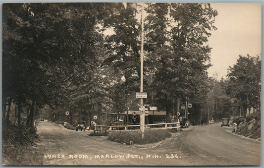 MARLOW JCT NH TEXACO GAS STATION LUNCH ROOM ANTIQUE REAL PHOTO POSTCARD RPPC