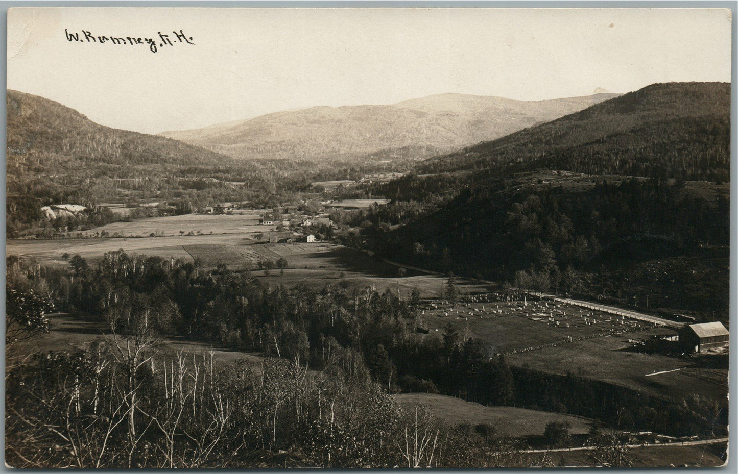 W. RUMNEY NH GENERAL VIEW ANTIQUE REAL PHOTO POSTCARD RPPC