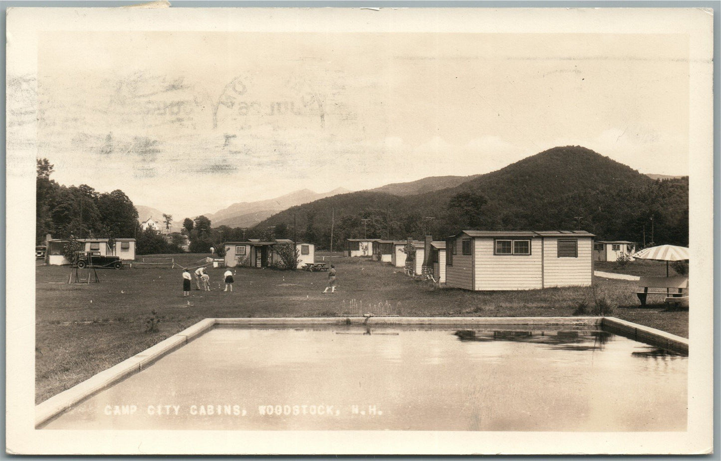 WOODSTOCK NH CAMP CITY CABINS ANTIQUE REAL PHOTO POSTCARD RPPC