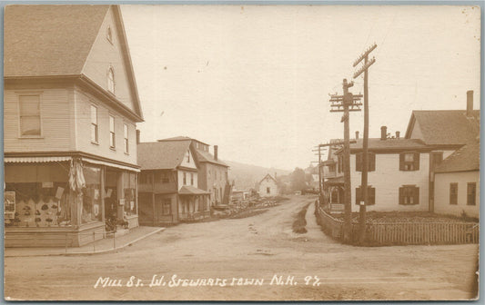 W. STEWARTSTOWN NH MILL STREET ANTIQUE REAL PHOTO POSTCARD RPPC