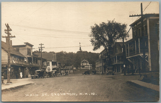 GROVETON NH MAIN STREET ANTIQUE REAL PHOTO POSTCARD RPPC