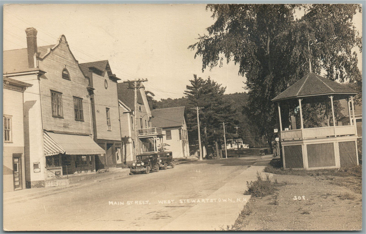 W. STEWARTSTOWN NH MAIN STREET ANTIQUE REAL PHOTO POSTCARD RPPC