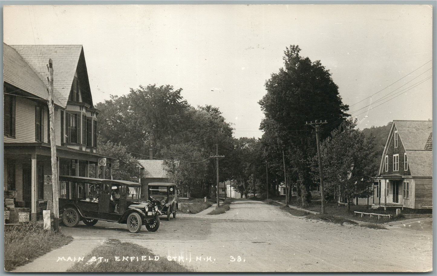 ENFIELD CENTER NH MAIN STREET ANTIQUE REAL PHOTO POSTCARD RPPC