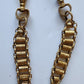 1900s ANTIQUE MASONIC UNIFORM BELT WORD HANGERS PAIR of GILT SBRASS CHAINS 5"