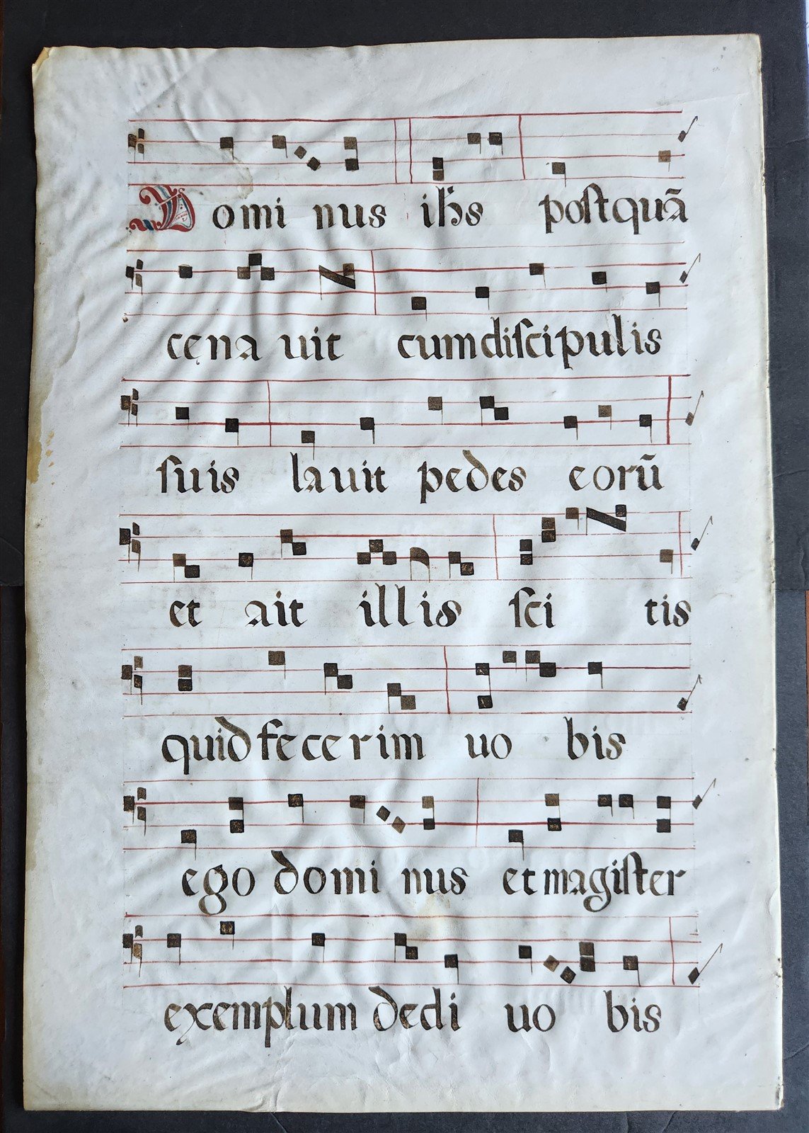 c. 17th century ANTIPHONAL MANUSCRIPT on VELLUM ANTIQUE hand writing