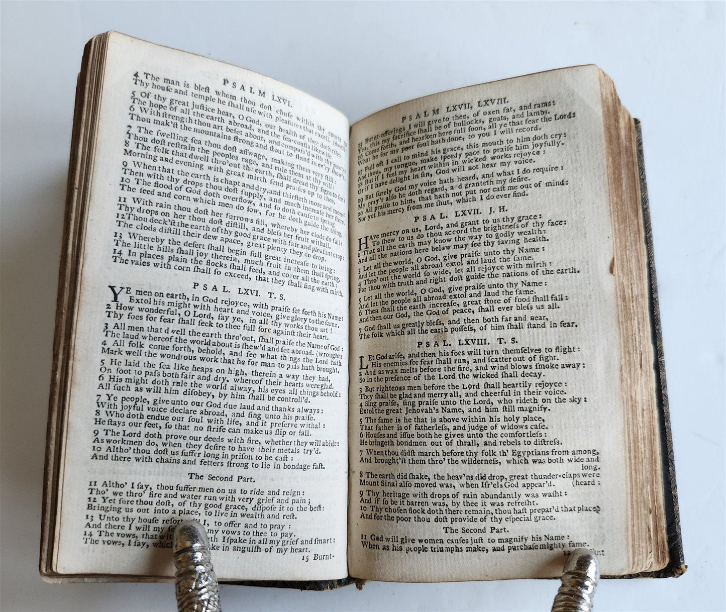 1736 BOOK of PSALMS antique in ENGLISH original binding 18th CENTURY PROVENANCE