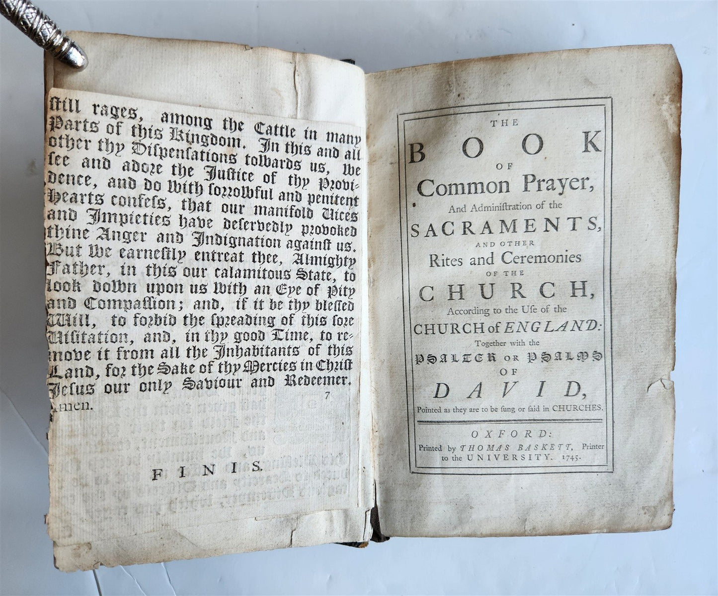 1745 BOOK of PSALMS antique in ENGLISH original binding 18th CENTURY