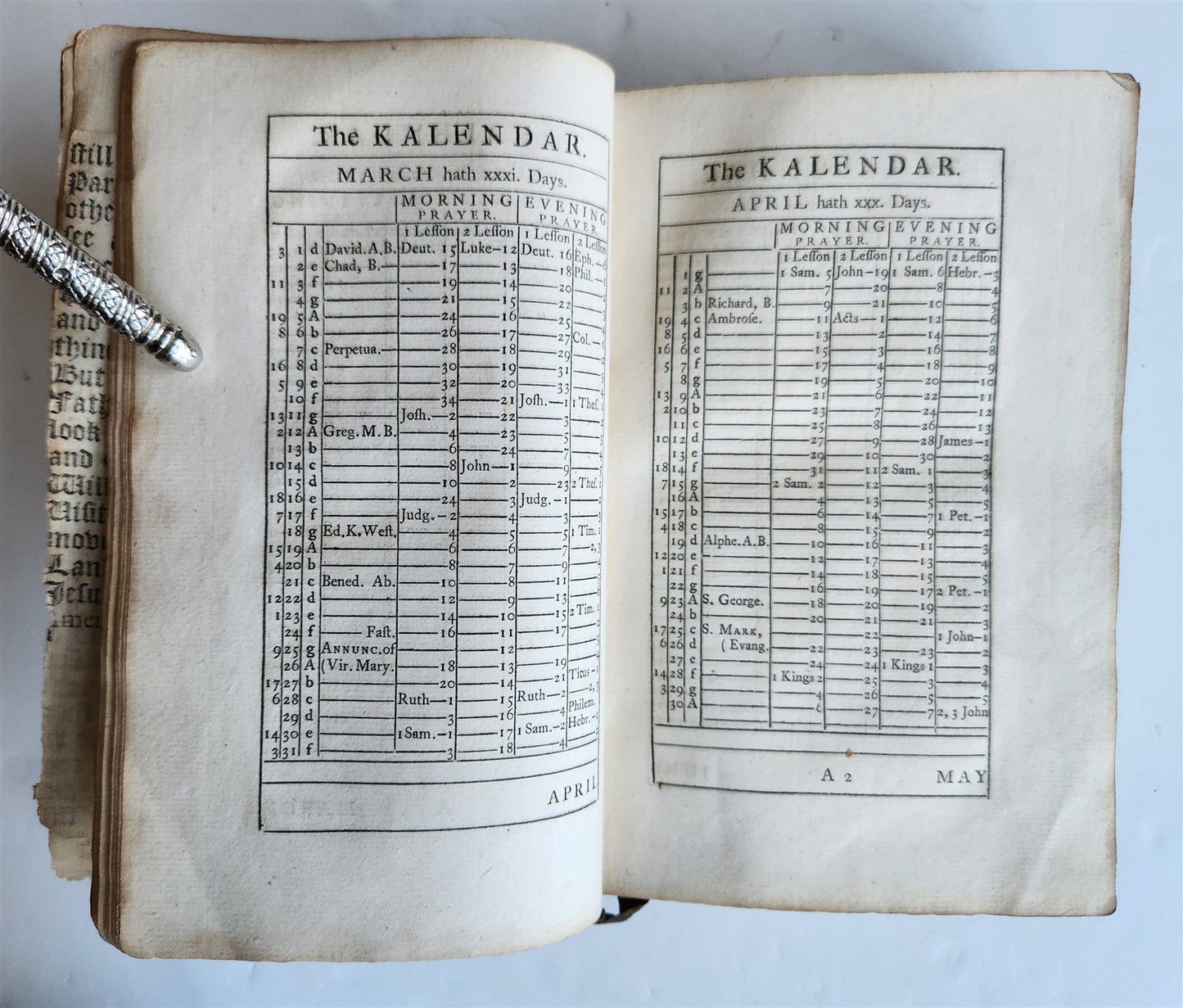 1745 BOOK of PSALMS antique in ENGLISH original binding 18th CENTURY