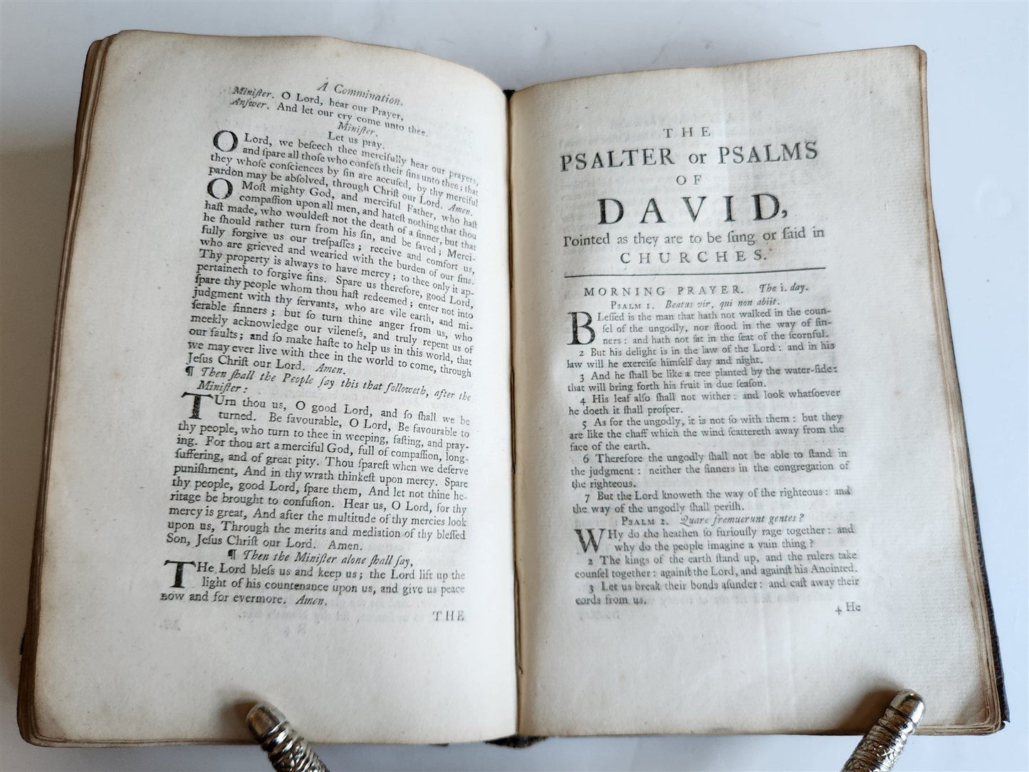 1745 BOOK of PSALMS antique in ENGLISH original binding 18th CENTURY
