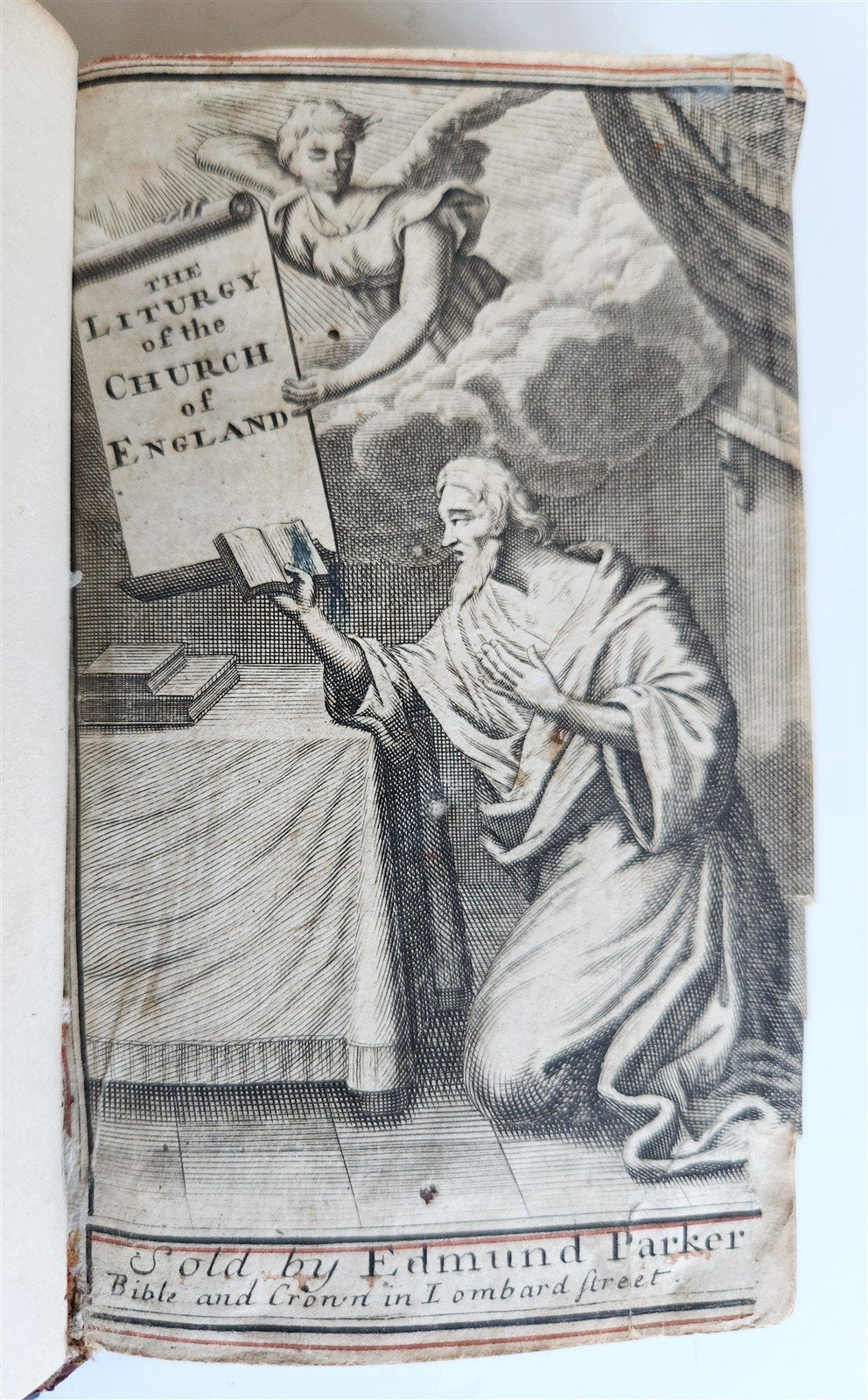 1715 BOOK of PSALMS antique in ENGLISH original binding w/ silver corners 18th C