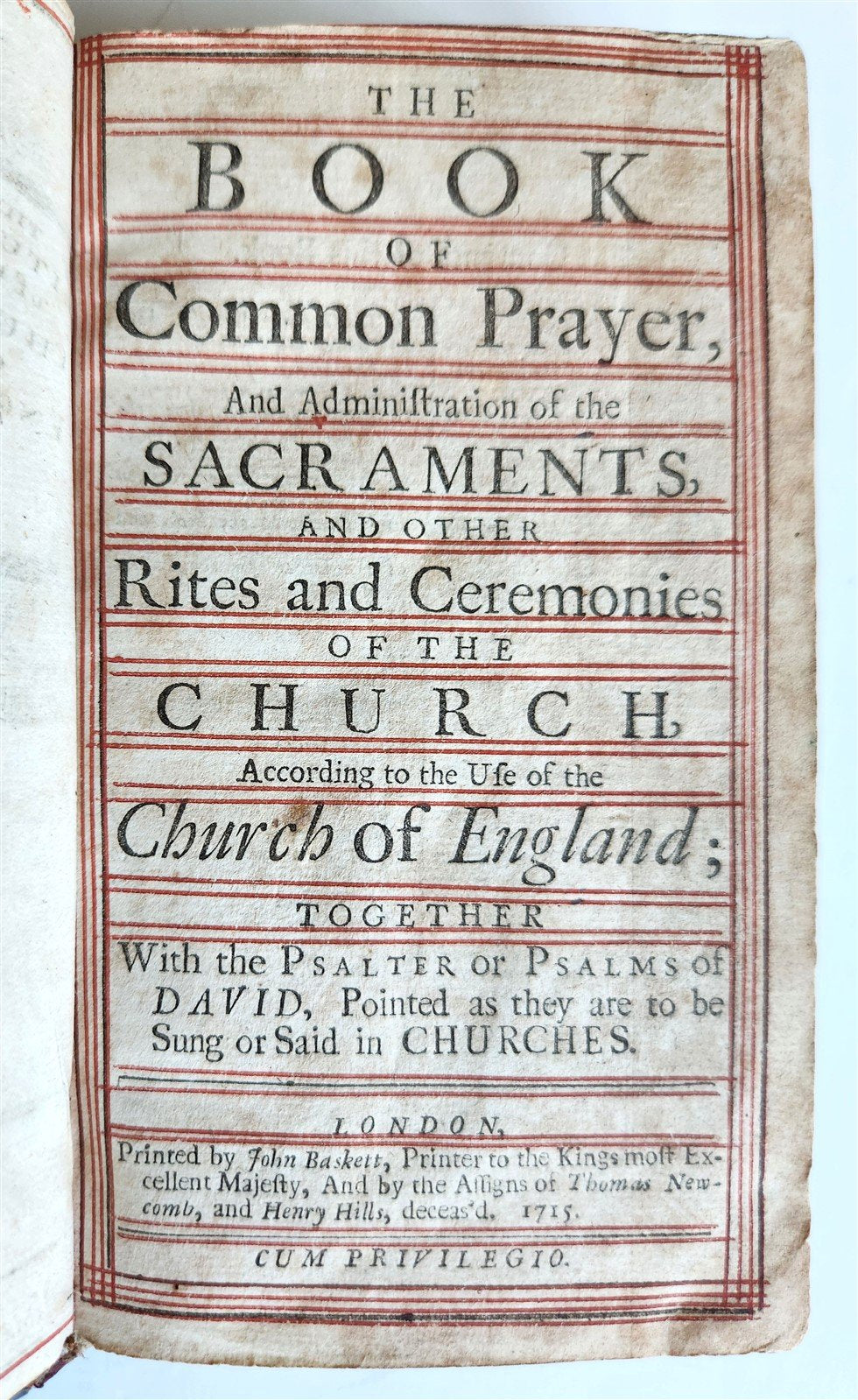 1715 BOOK of PSALMS antique in ENGLISH original binding w/ silver corners 18th C