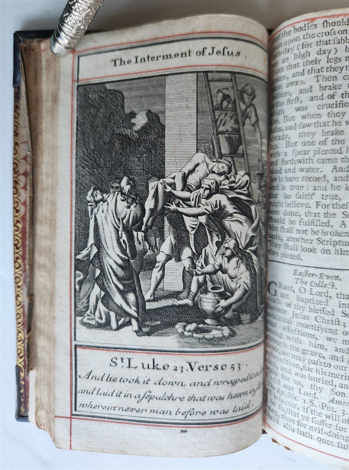 1715 BOOK of PSALMS antique in ENGLISH original binding w/ silver corners 18th C