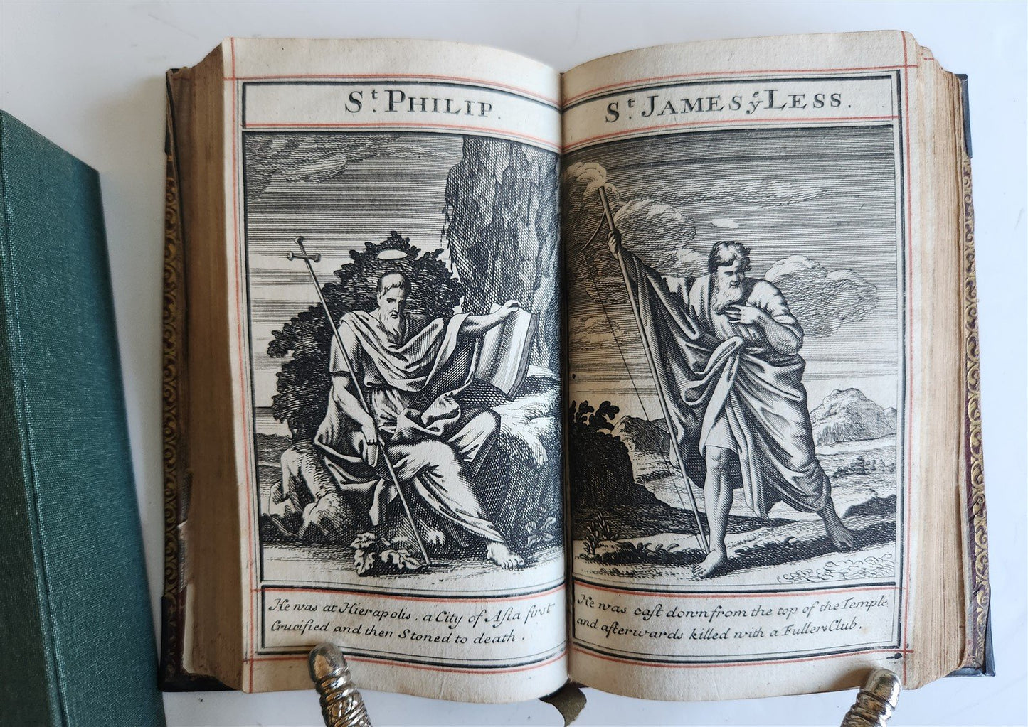 1715 BOOK of PSALMS antique in ENGLISH original binding w/ silver corners 18th C